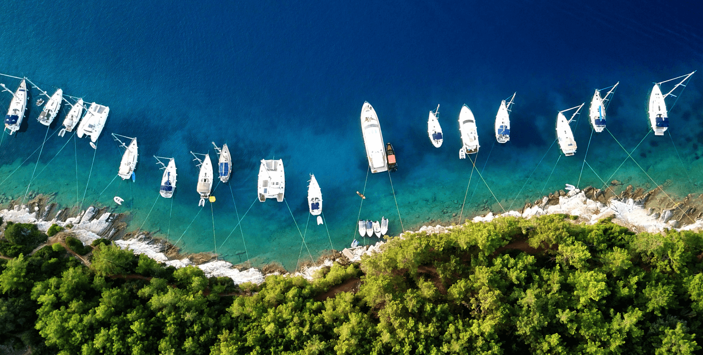 Parked yachts on the beach